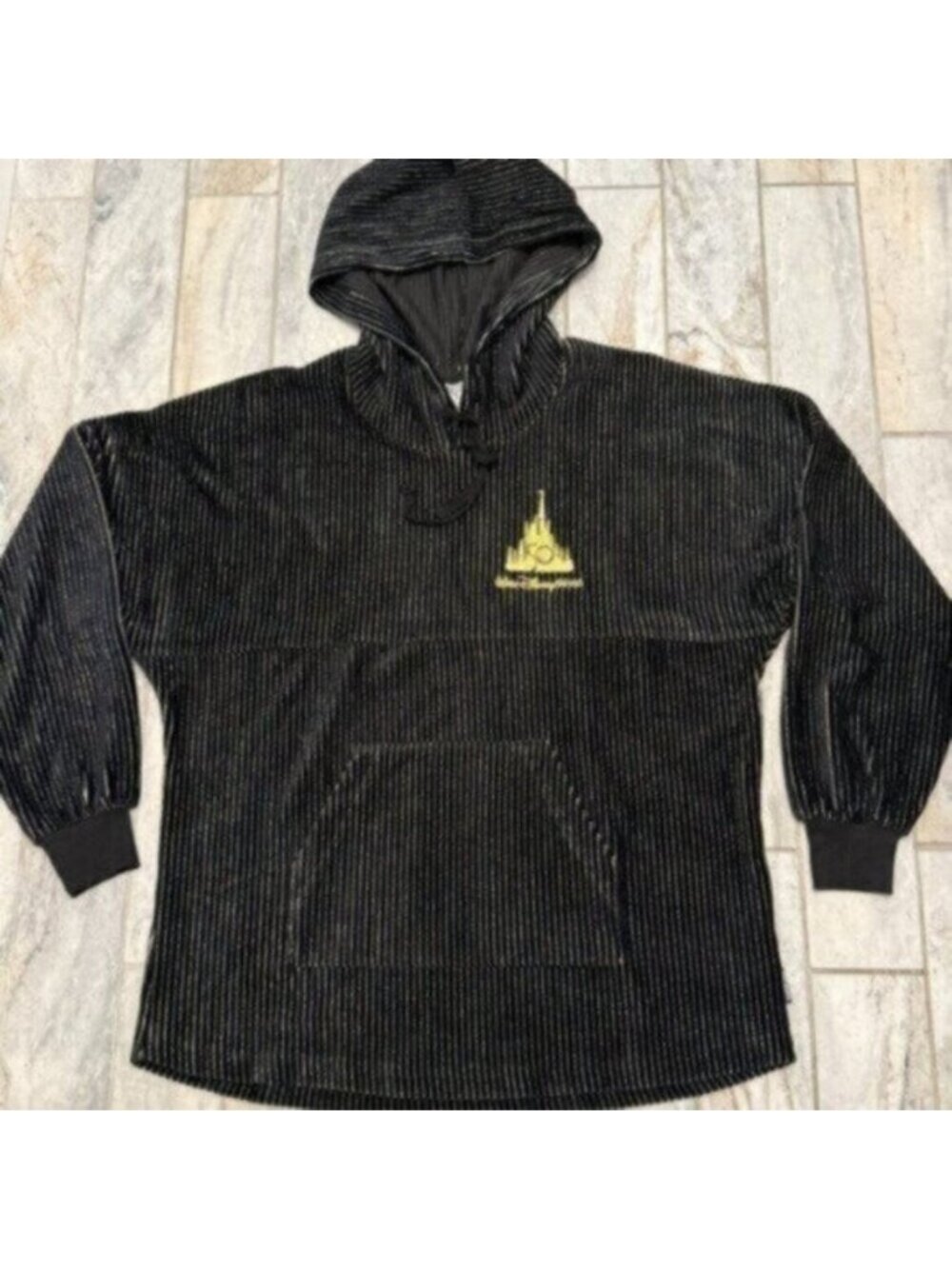 NEW Walt Disney World 50TH Anniversary Black/Gold Adult M Velour Spirit Jersey